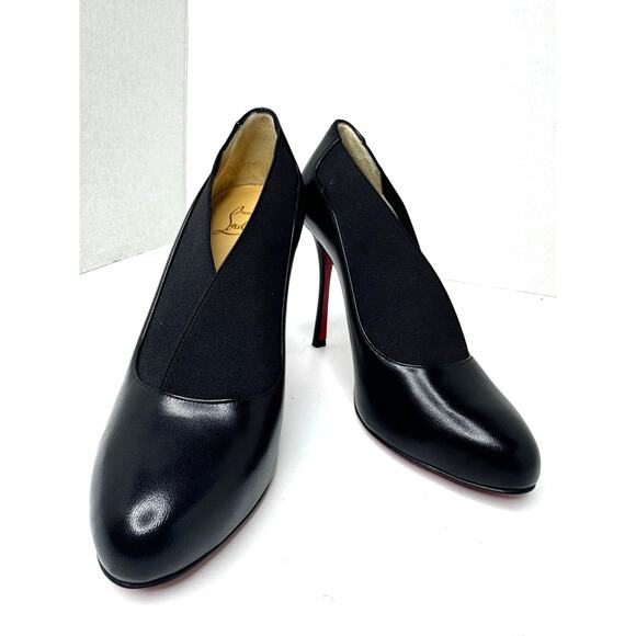 Christian Louboutin Toot Couverte 100 Black Elasticized Leather Booties EU 36.5 - Picture 8 of 11